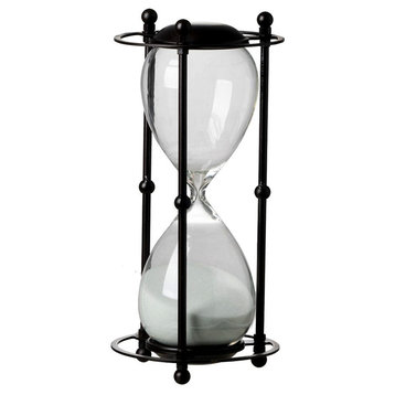 1 Hour Hourglass Sand Timer in Stand, 6"x13", White Sand