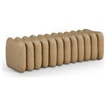 Meridian Furniture - Atticus Upholstered Bench, Tan, Vegan Leather - A bold and modern statement piece is the Atticus tan vegan leather upholstered bench that will elevate any room. Its unique, segmented design adds visual interest, while the plush tan vegan leather upholstery provides comfort and style. Perfectly versatile, this bench is an eye-catching addition to your home.