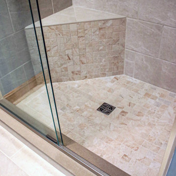 Updated Master Bath with Quartz Countertops, Freestanding Tub & Tiled Shower