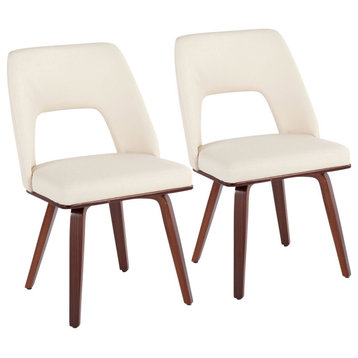 Triad Upholstered Chair, Set of 2, Walnut Bamboo, Cream PU