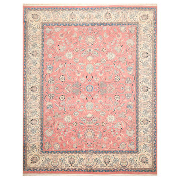 8'1''x10'3'' Hand Knotted Wool 300 KPSI Persian Oriental Rug Pale Pink, Cream