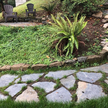 Natural flagstone pathway and manor stone steps