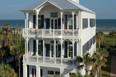 Inspiration for a coastal house exterior remodel in Houston