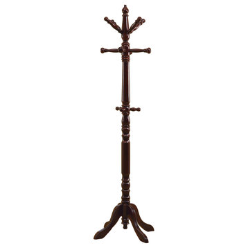 HomeRoots Cherry Solid Wood Finish Coat Rack With Triple Tiered Coat Stand