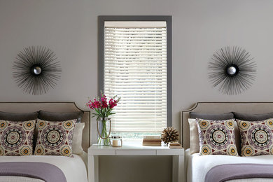 Contemporary White Bedroom Custom Window Blinds by Hunter Douglas
