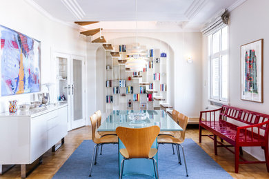 Design ideas for a large contemporary dining room in Paris.