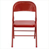 HERCULES Series Triple Braced & Double Hinged Red Metal Folding Chair