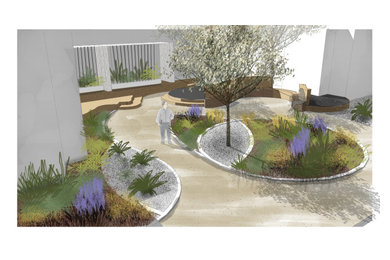 Design ideas for a contemporary garden in Other with a raised bed and gravel.