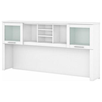 Modern Hutch, Open Shelves & Cabinets With Frosted Glass Doors, White