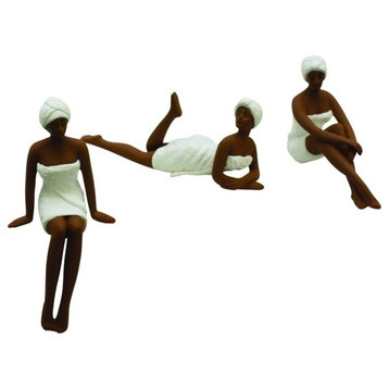 African American Spa Women Figurine, Beauty Salon Black, 3-Piece Set