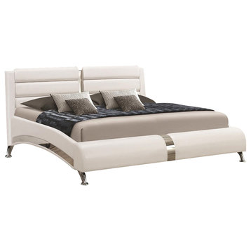 Coaster Felicity Queen Panel Bed With Metallic Legs, Glossy White