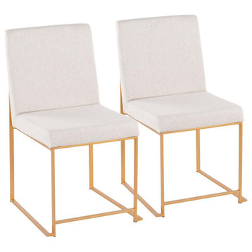 Lumisource High Back Fuji Contemporary Dining Chair, Gold Steel and Beige Fabric