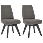 Bentley Designs - Brunel Upholstered Swivel Chairs, Cold Steel, Set of 2 - Brunel Upholstered Swivel Chair - Cold Steel Pair combines selected American oak solids & veneers, where a chalk finish has been applied into the grain patterns, together with a gunmetal painted finish on European solid beech to create a uniquely contemporary look.