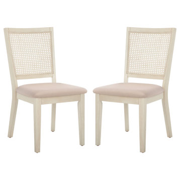 Safavieh Margo Dining Chair, Set of 2, White Washed/Beige, White Washed/Beige