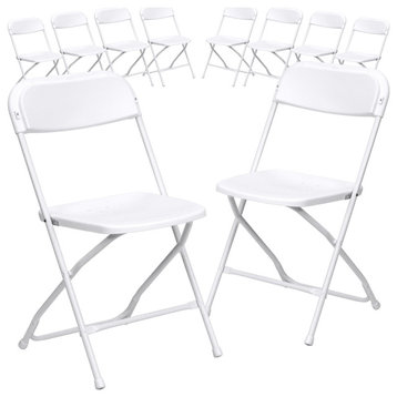 10 Pk. HERCULES Series 800 lb. Capacity Premium White Plastic Folding Chair