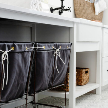 Coastal Modern Farmhouse Custom Laundry Room Rolling Carts