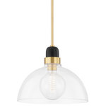 Mitzi by Hudson Valley Lighting - Camile 1-Light Large Pendant, Aged Brass - A modern industrial muse, Camile draws inspiration from the classic bistro light. Contemporary accents like the open, exaggerated shade allow light to flow freely, giving the piece a natural mystique. A soft black finish is accompanied by aged brass or polished nickel, providing a two-tone effect that is offset by hand-blown glass.