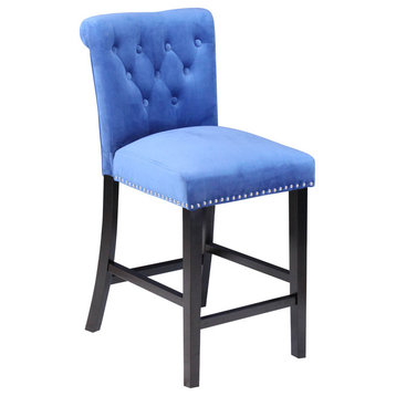 Markelo Velvet Counter Chairs, Set Of 2, Sky Blue