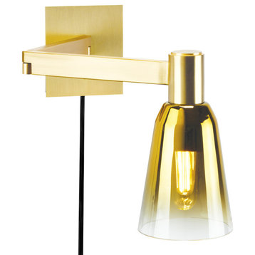 Audrey 1-Light Wall Sconce in Satin Brass
