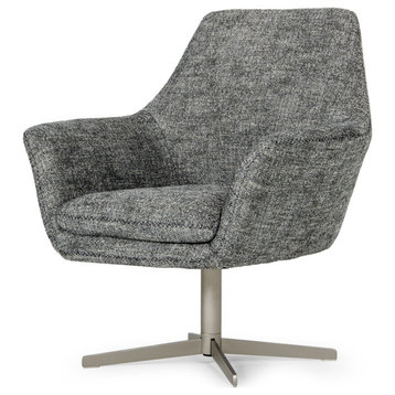 Divani Casa Elvin Modern Dark Gray Fabric Swivel Lounge Chair