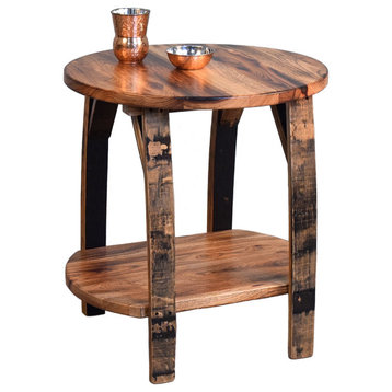 Shooter's Barrel Stave End Table, Burnt Hickory