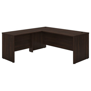 Pemberly Row 72W L Shaped Desk with 42W Return in Black Walnut - Engineered Wood