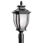 Kichler - Outdoor Post Mount 1-Light, Black - With an unmistakable British influence, this 1 light mounted post from the elegant Salisbury collection projects timeless style for exterior spaces. Accented with a classic Black finish and White Linen Glass, this piece is as functional as it is refined .