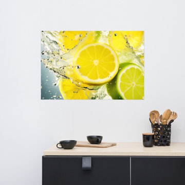 Lemon Art: Citrus Symphony Photorealism - Digital Artwork Loose Art Print