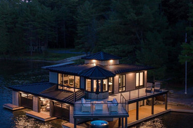 Inspiration for a contemporary two-story exterior home remodel