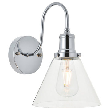 Histoire 1-Light Wall Sconce, Chrome And Clear Glass