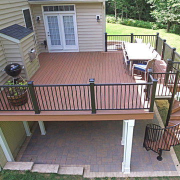 Stunning Fortress Steel Framed Azek Deck and Nicolock Patio in Ellicott City