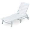 Polywood Nautical Chaise With Wheels, White