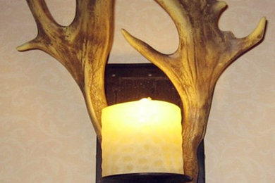 Rustic Faux Moose Antler Wall Sconce