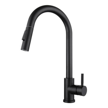 Touch Kitchen Faucet Stainless Steel Pull Out Spray Single Handle, Matte Black