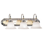 Livex Lighting - Belmont Bath Light, Chrome and Polished Brass - The Belmont bath bracket with polished brass accents & sweeping polished chrome arcs framing elegant, alabaster swirl glass.  The Belmont collection is warm and traditional and will easily become the focal point of your special room.