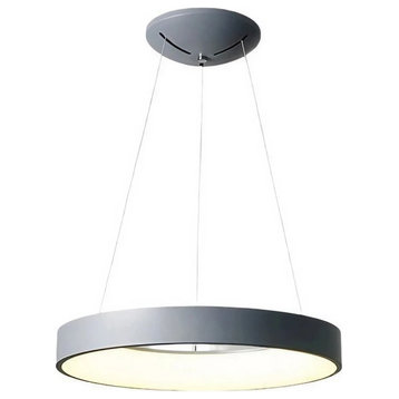 MIRODEMI® Champery | Minimalistic White Chandelier in the Shape of Circle, Gray, Dia17.7xh3.9+59.1", Trichromatic Light