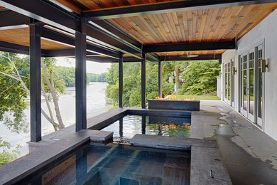 Example of a trendy exterior home design in New York