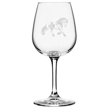 Friesian, Body Horse Themed Etched All Purpose 12.75oz. Libbey Wine Glass