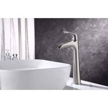 CLOVIS Brass Single Handle Bathroom Faucet, Brushed Nickel