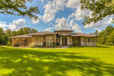 Inspiration for a modern one-story house exterior remodel in Oklahoma City