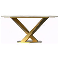 Voren Series Modern Dining Table Gold Base, With 71 Deep Grey Sintered ...