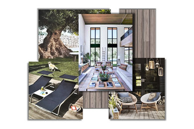 Design ideas for a large mediterranean house exterior in Madrid with three floors.