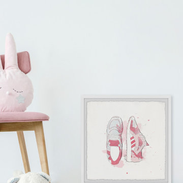 "Pink Sneakers" Framed Painting Print