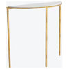 Slim Classic Demilune Hammered Gold Console Table White Marble Minimalist