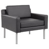 Boss Office Vinyl Upholstered Lounge Chair with Brushed Nickel Legs in Black