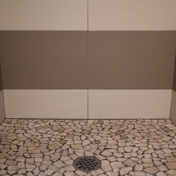 Trick of the eye bathroom remodel! Homeowner wanted a little bit of a Lake Theme