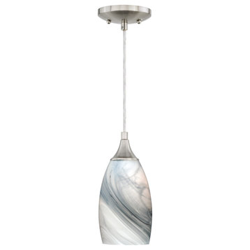 Milano 4.75" Mini Pendant Marble Swirl Glass Satin Nickel