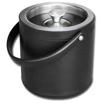 A1060 Classic Black Leather Ice Bucket
