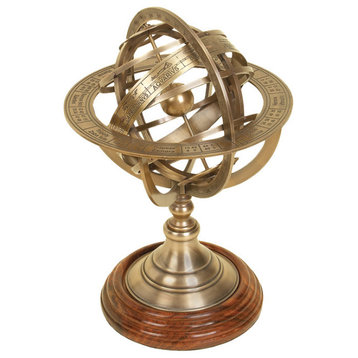 Coastal Gold Brass Metal Globe 32346