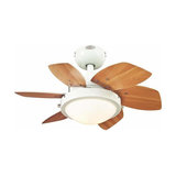 Ceiling fan Quince with light, white-beech